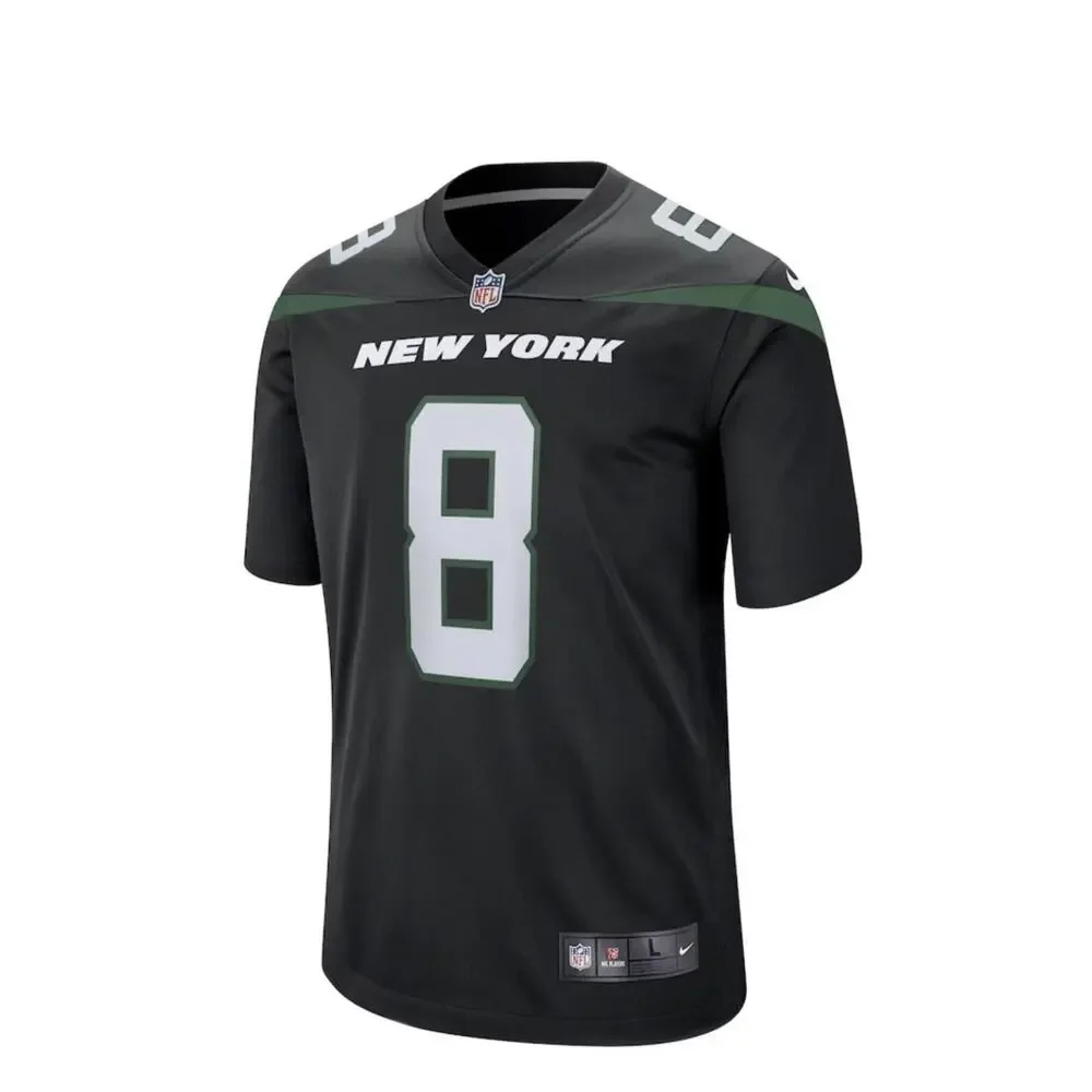 NWT Aaron Rodgers QB New York Jets NFL Nike Game Jersey Gotham Black #8; XL Y6